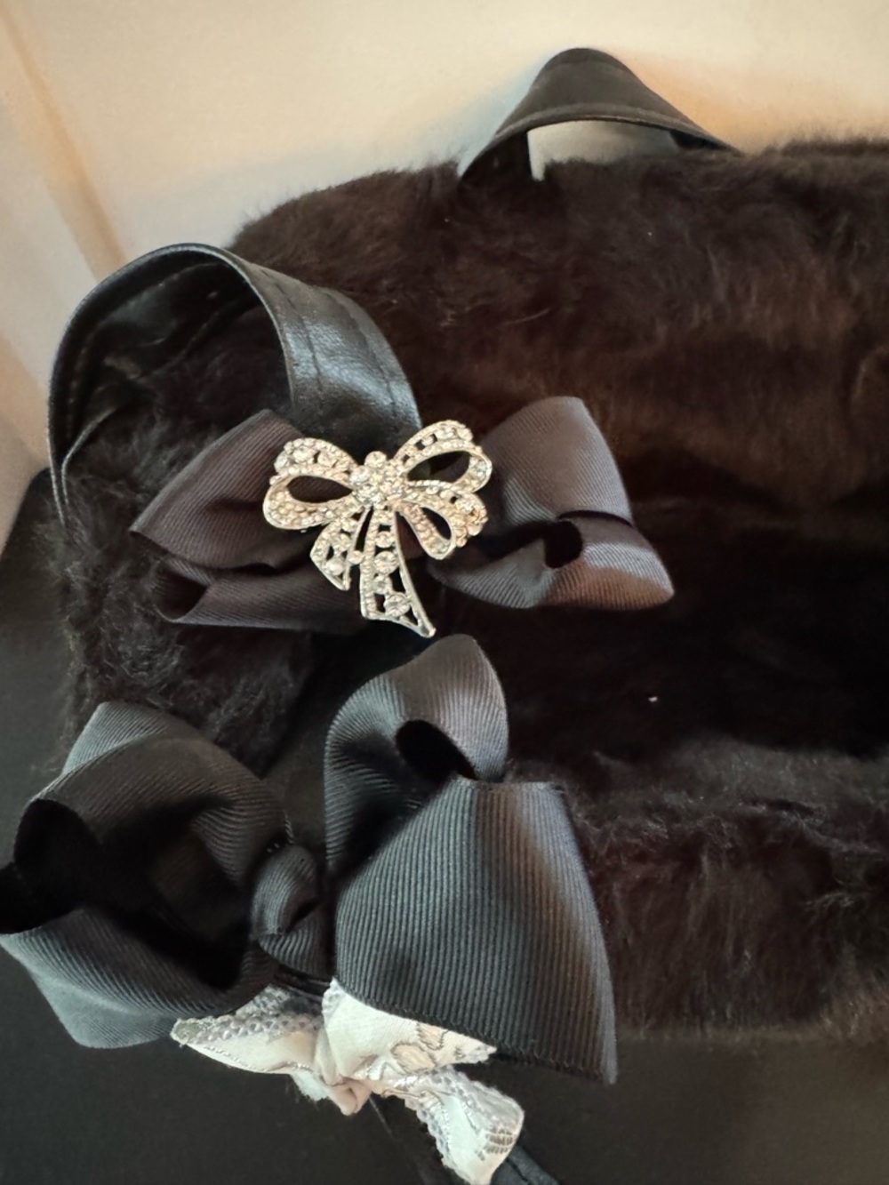 Custom Handmade Black Small Pet Carrier w/Rhinestones - Picture 3 of 16